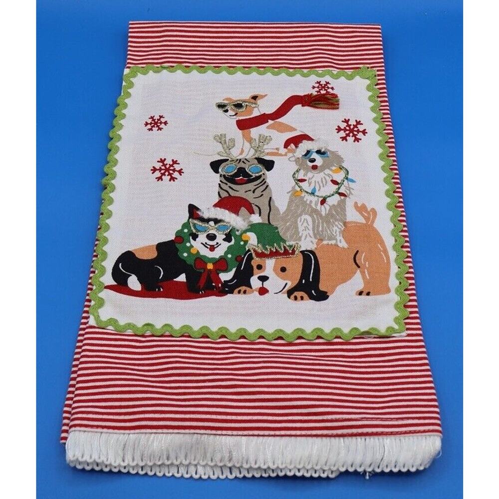 CASABA Christmas‎ Winter Holiday Dog Kitchen Decor Hand Towel NWOT